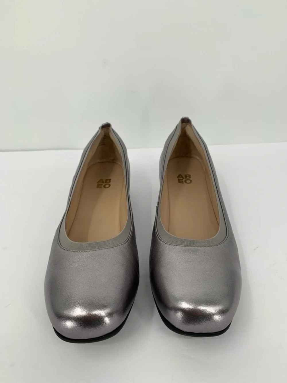 ABEO Cadence ballet flat dark silver metallic leather comfort footbed women 10